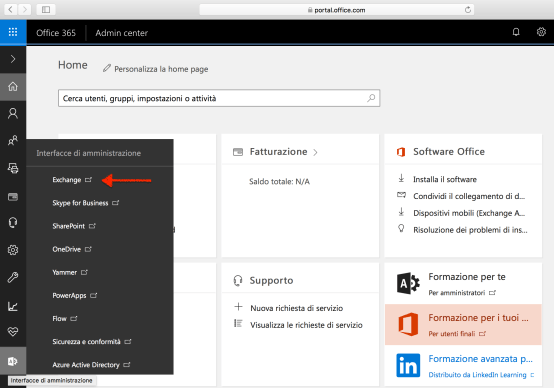Office365-exchange-admin-page